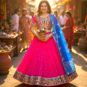Lehenga Choli Set with Embroidery Work
